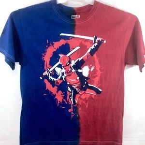 NWOT Marvel Deadpool Graphic Blue/Red T-shirt Sz L
